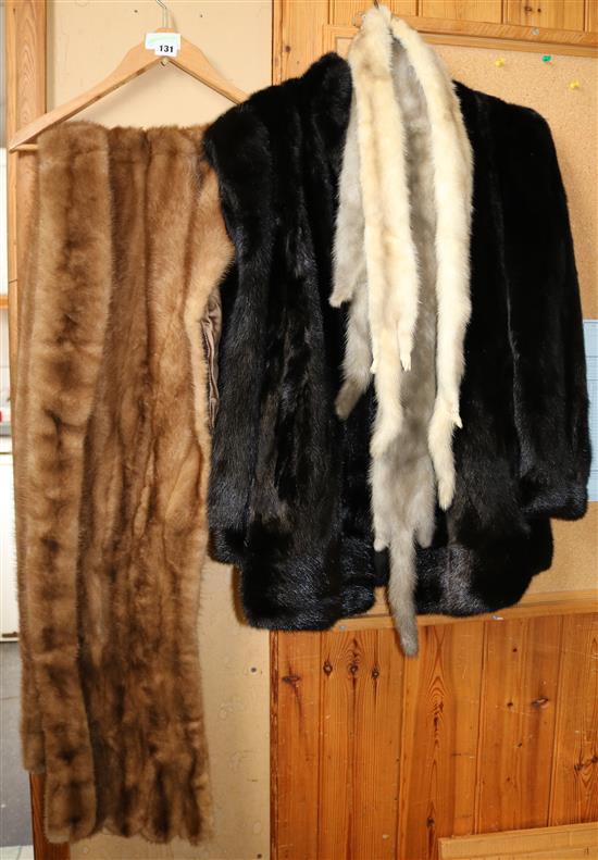 Fur coat and 3 stoles